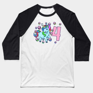 I am 4 with unicorn - girl birthday 4 years old Baseball T-Shirt